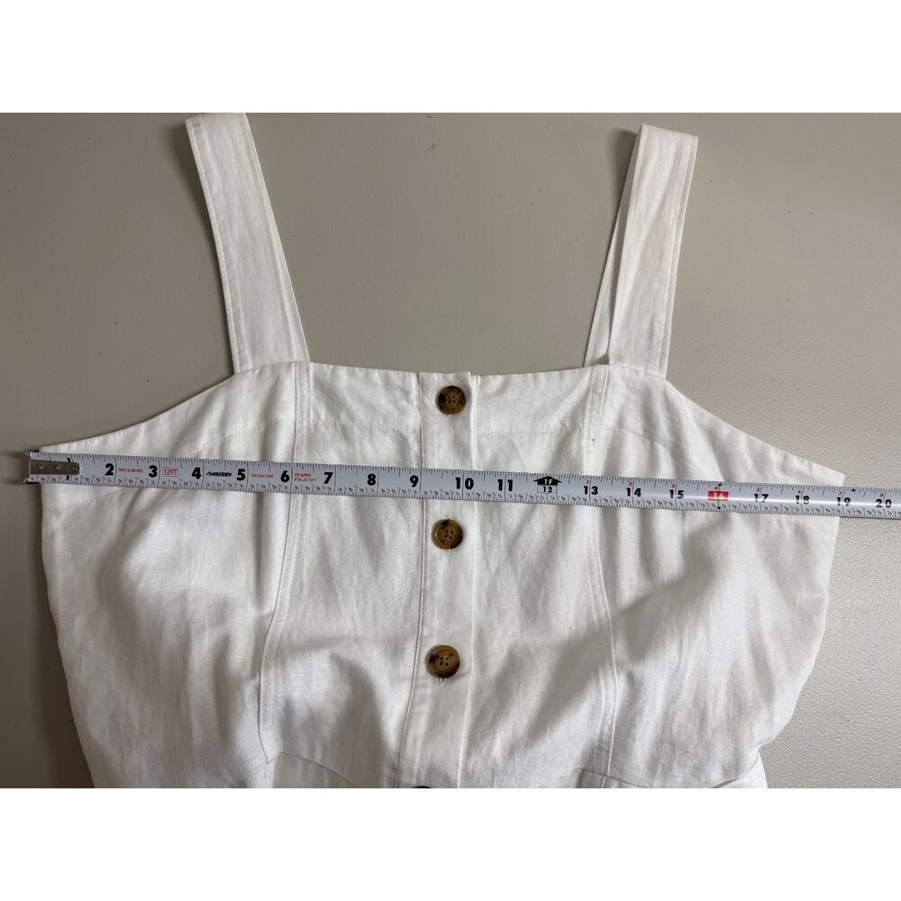 LOFT White Button-Front Midi Dress with Tie Waist - Picture 8 of 13
